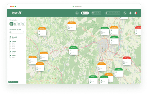 Carte de surveillance des stocks grâce aux sondes Javelot Agriculture